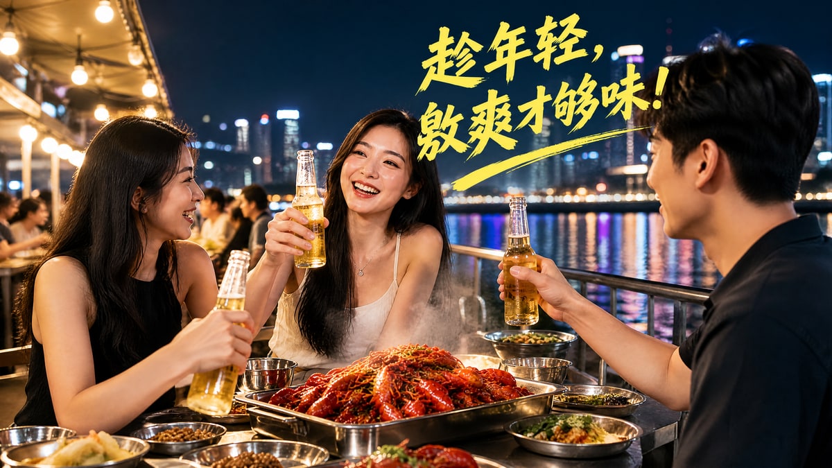夜宵摊上的小龙虾生活方式海报